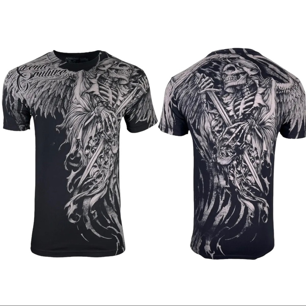 Xtreme Couture by Affliction Men's T-Shirt Wielding Death - Picture 1 of 9